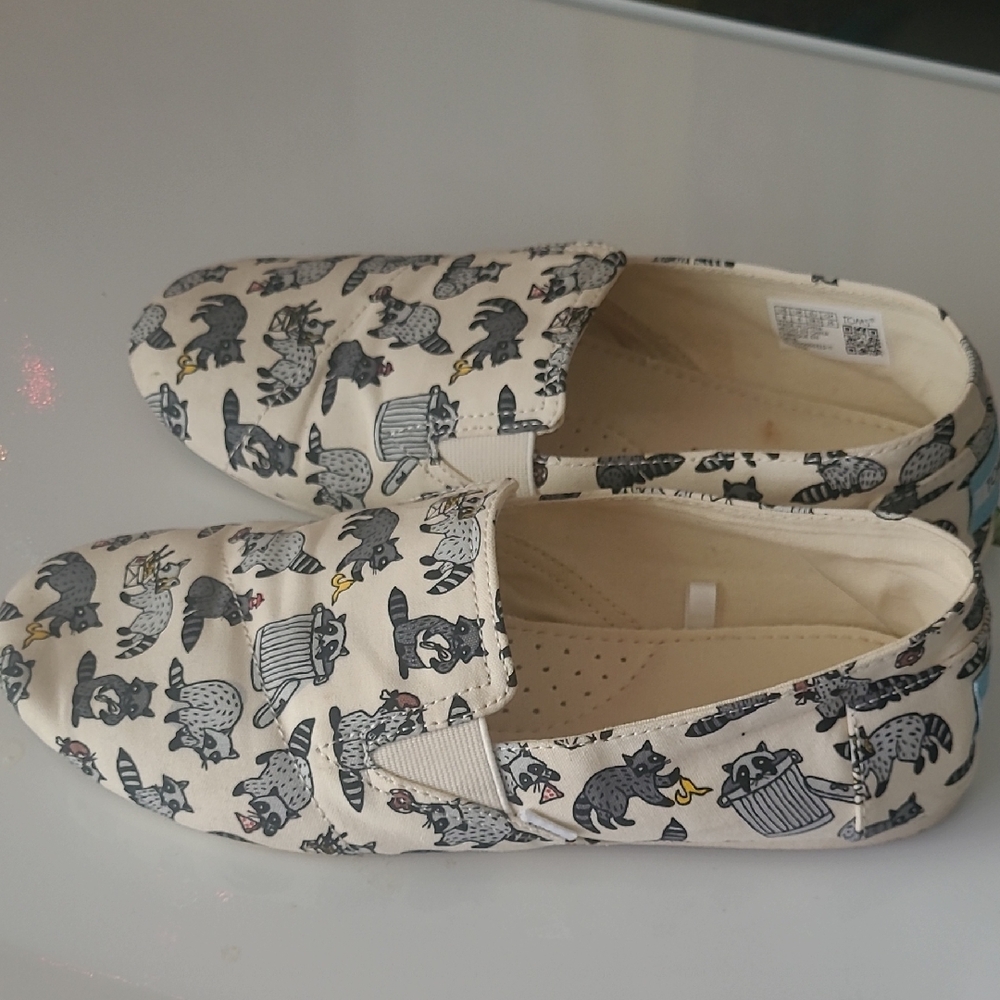 TOMS Raccoon Print Slip-On Shoes